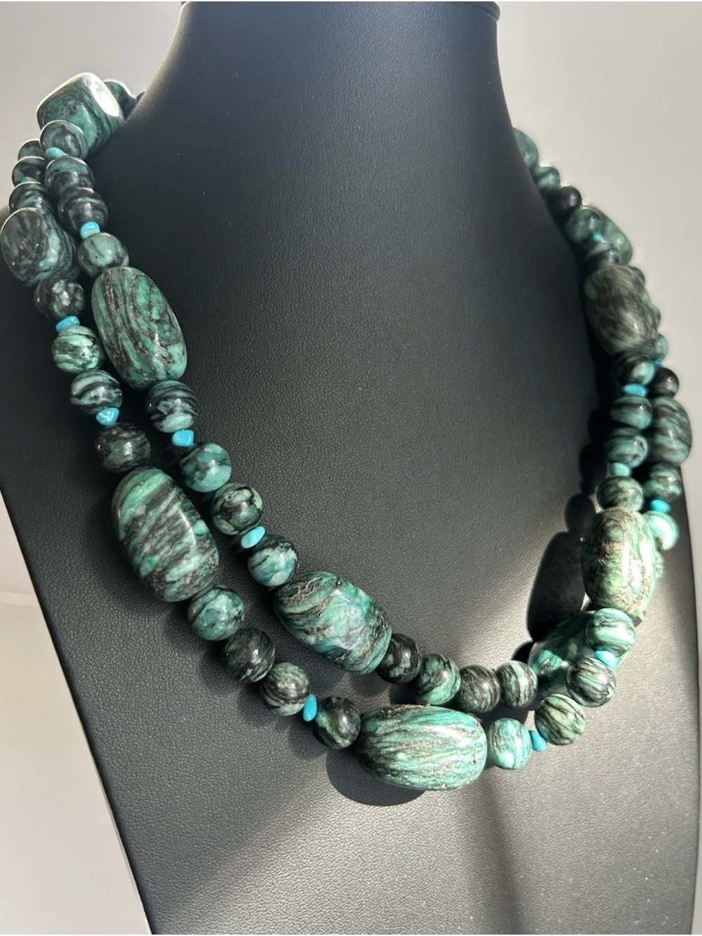 Jay King Mine Finds DTR 925 Green-Black Turquoise Beaded Statement Necklace